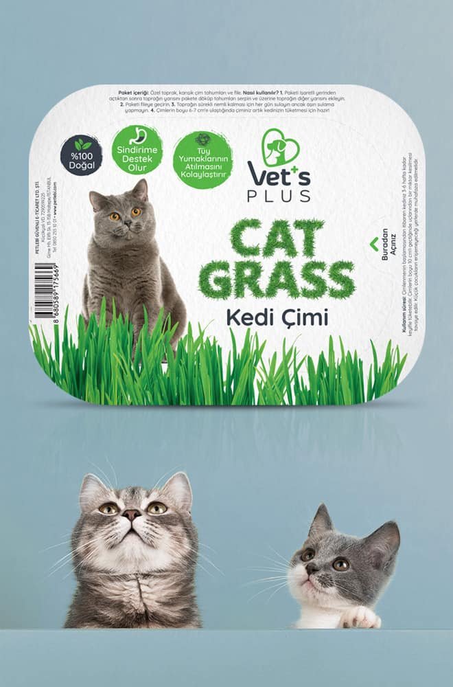 VET’S PLUS · Kedi Çimi Ambalaj Tasarımı